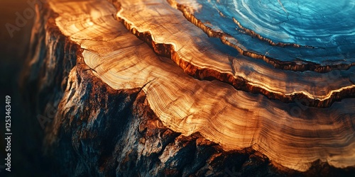 stunning cross-section of a timber log with rich natural patterns photo