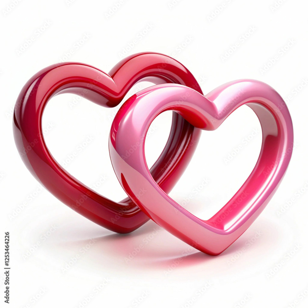Two interlocked hearts, one red and one white, symbolizing unity Two interlocked hearts, one red and one white, symbolizing unity