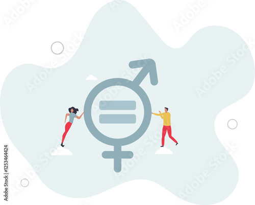 Gender equality, man and woman equal, balance and diversity in workplace, female and male employee having equal opportunity concept.flat character life .