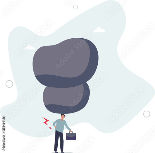 Burden, obligation to pay off, heavy stress problem or difficulty, work pressure thinking to make decision, overload duty or overthinking concept.flat character life .
