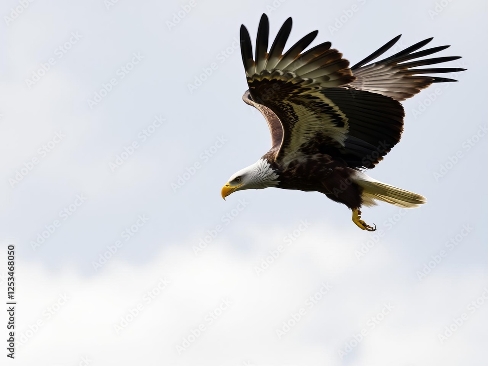 Obraz premium Close up of a fierce eagle in mid flight with outstretched talons, majestic, soaring