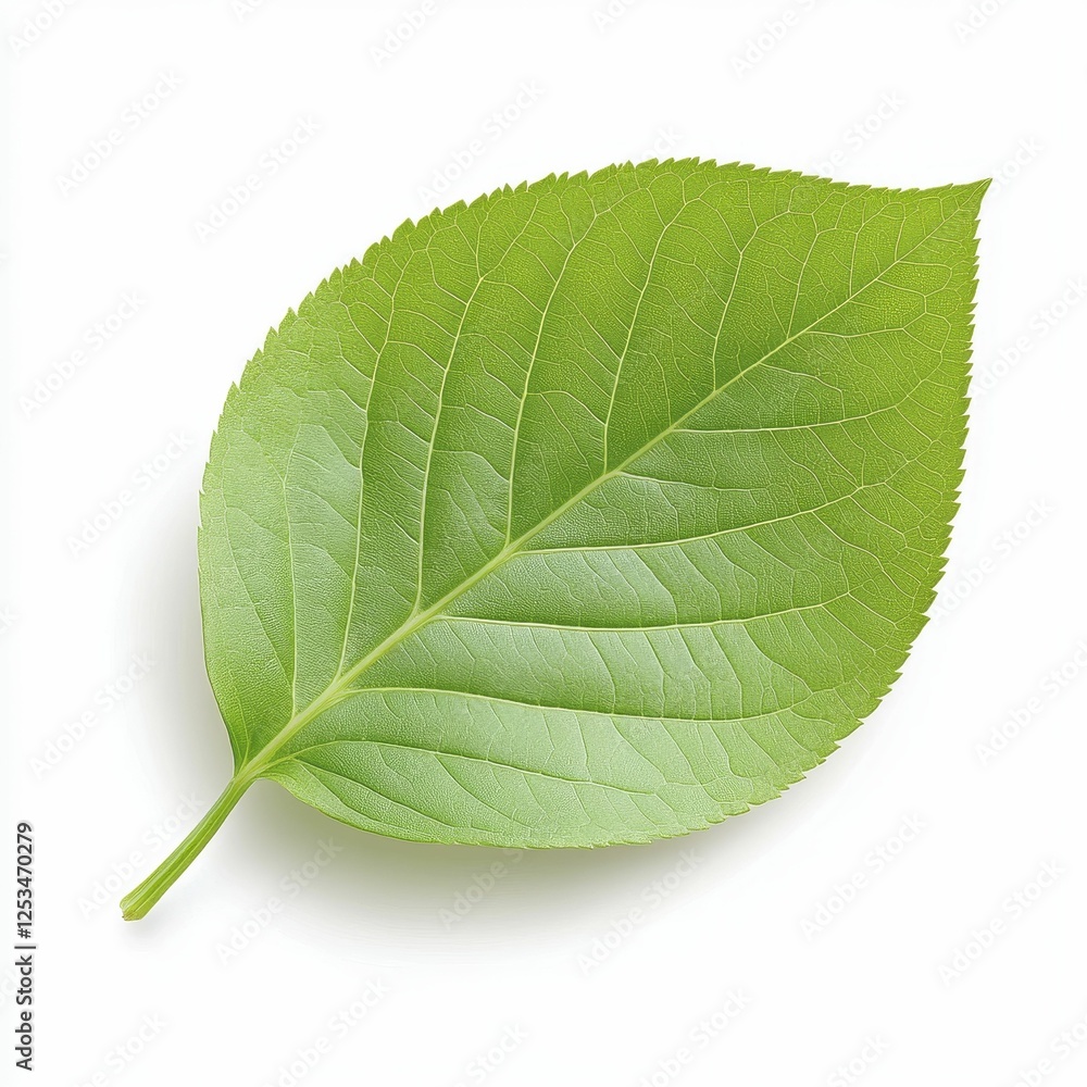 Obraz premium Closeup Bright Green Leaf Isolated On White Background