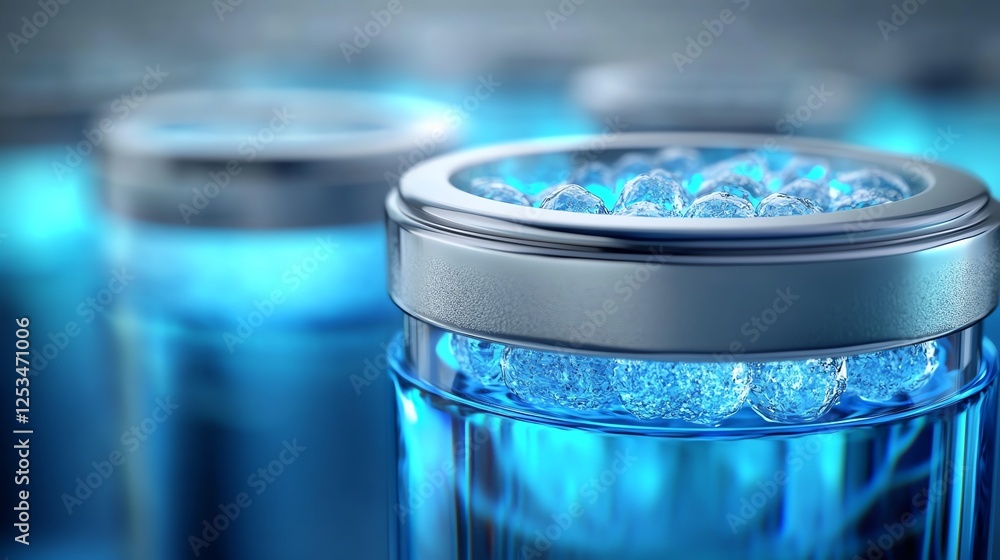 Liquid nitrogen storage, preserving biological samples, 3D illustration Liquid nitrogen storage, preserving biological samples, 3D illustration