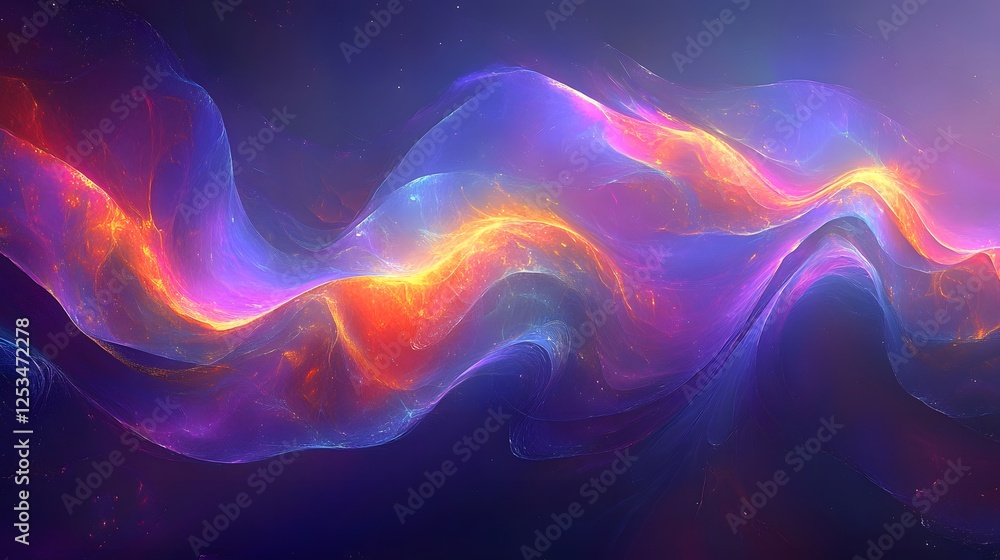 Abstract Cosmic Nebula Vibrant Purple Orange and Blue Energy Wave Background Abstract Cosmic Nebula Vibrant Purple Orange and Blue Energy Wave Background