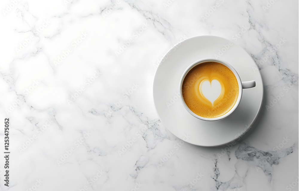 Heartfelt Latte Art: A perfectly crafted latte, adorned with a delicate heart-shaped design, sits elegantly on a marble surface, creating a serene and inviting mood. Heartfelt Latte Art: A perfectly crafted latte, adorned with a delicate heart-shaped design, sits elegantly on a marble surface, creating a serene and inviting mood.
