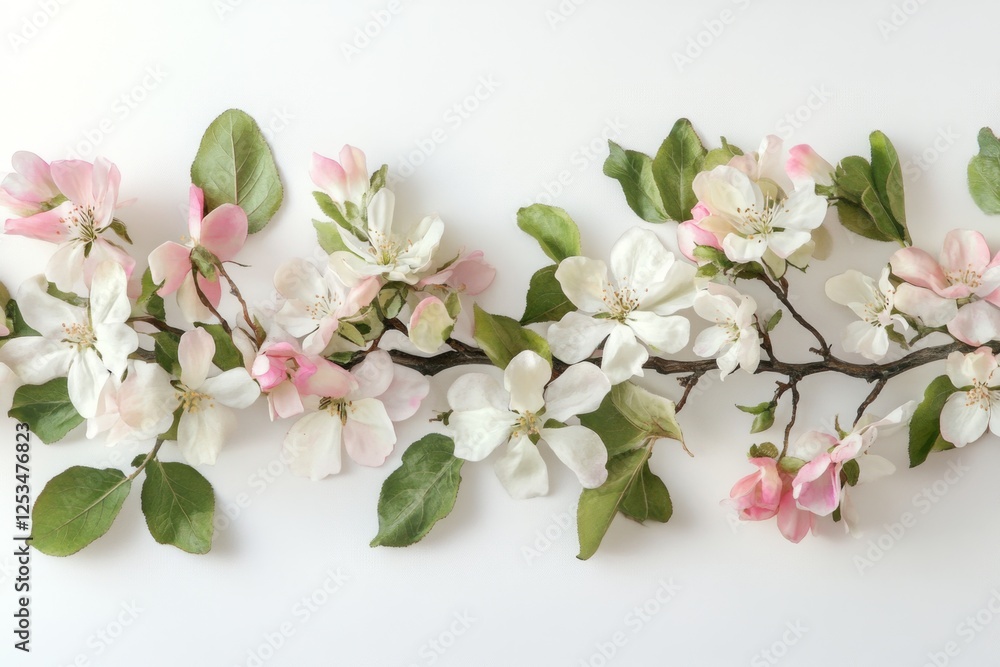 Obraz premium Spring apple blossom branch on white background