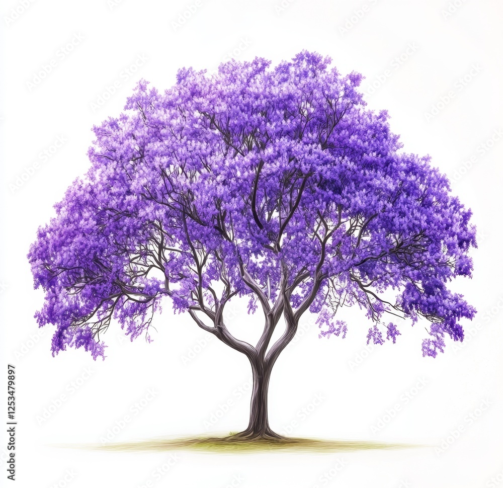 Fototapeta premium Isolated vibrant purple tree, studio shot, natural background