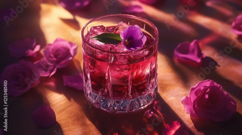Creating a Romantic Setup with Pink Rose and Violet Liqueur Layers for Valentine's Day