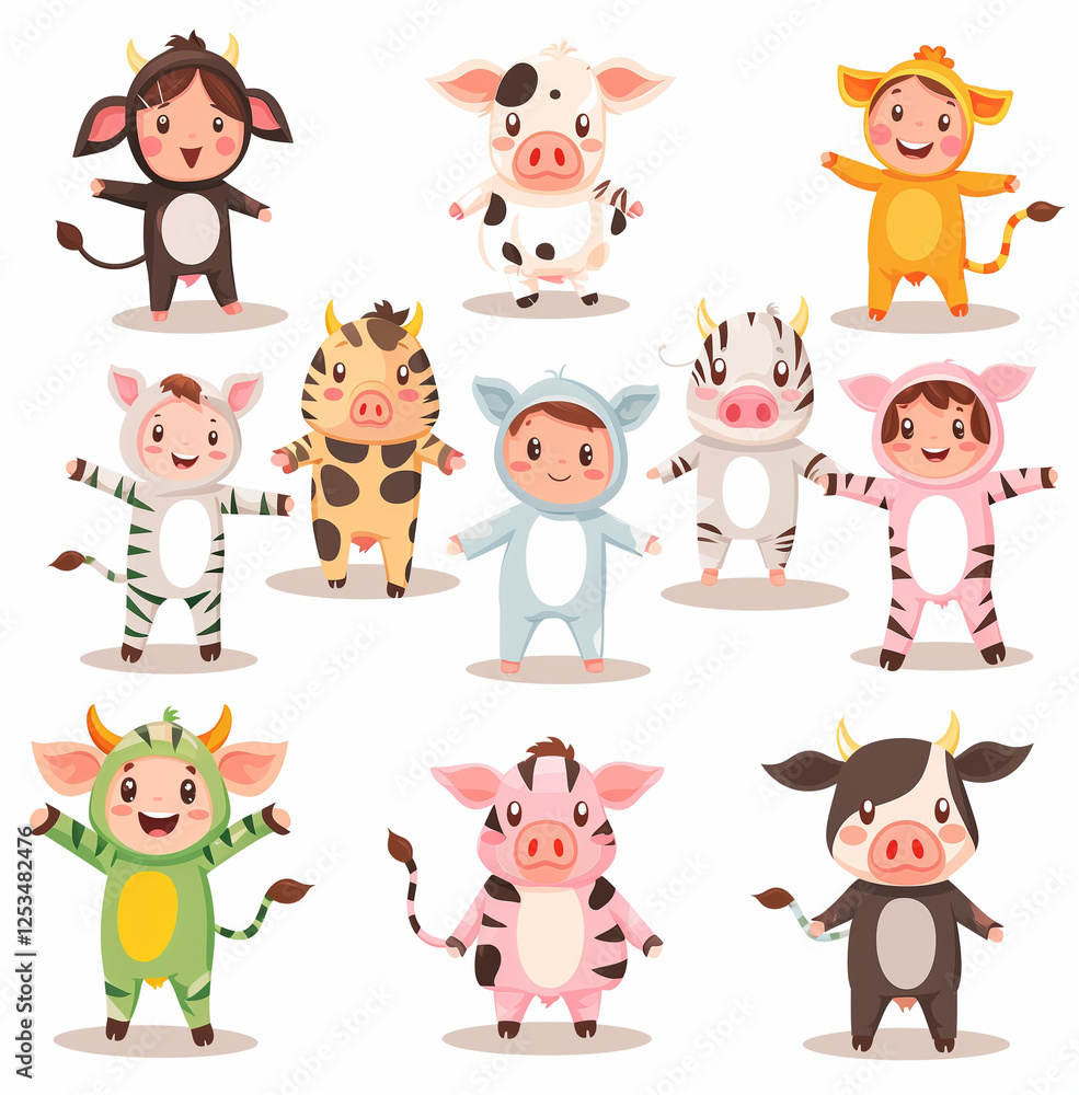Cute Children in Animal Costumes, Perfect for Kids' Activities Cute Children in Animal Costumes, Perfect for Kids' Activities