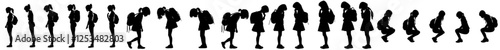 Tourists wear backpacks while hiking
