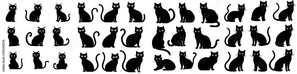 A collection of black cat silhouettes for the Halloween theme A collection of black cat silhouettes for the Halloween theme