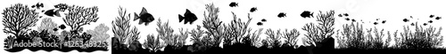 modern black silhouette of a fish swimming in the sea  a modern black silhouette depicting a fish swimming through the sea  a sleek black silhouette of a fish gliding in the ocean, modern style