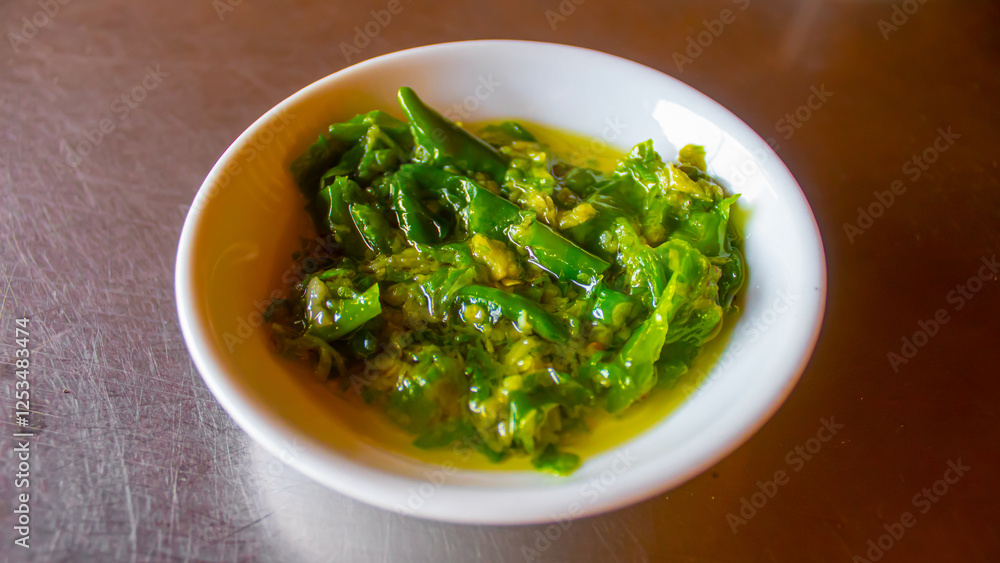 Green Chili Sambal – Traditional Spicy Condiment Green Chili Sambal – Traditional Spicy Condiment
