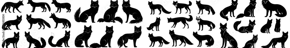 Fototapeta premium Fox silhouette Fox clipart Fox modern illustration Fox svg Fox silhouettes Fox outline Fox graphic Contemporary fox illustration Fox modern graphic Fox silhouettes Fox shape Fox icon