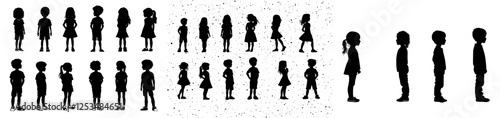 Toddlers illustrated in a modern black and white style