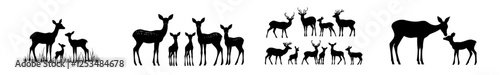 A set of deer silhouettes, featuring roe deer