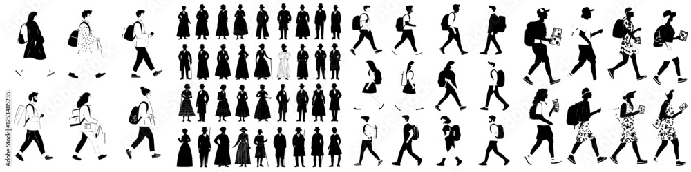 Beautiful black silhouettes of men and women against a white backgroundSilhouettes of handsome men and elegant women on a pristine white backdropWhite-background silhouettes of attractive men and Beautiful black silhouettes of men and women against a white backgroundSilhouettes of handsome men and elegant women on a pristine white backdropWhite-background silhouettes of attractive men and