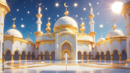 Wallpaper Mural Golden Majesty: An Exquisite Islamic Architectural Marvel Under the Starry Sky Torontodigital.ca