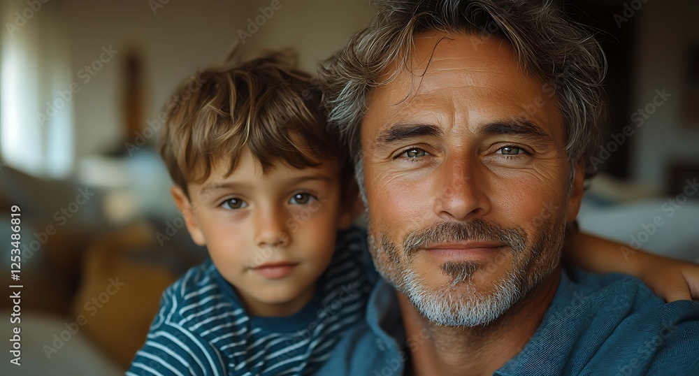 Father and Son Bonding Moment at Home Portrait Photography Warm and Inviting Environment Father and Son Bonding Moment at Home Portrait Photography Warm and Inviting Environment