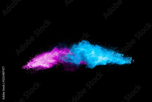 Blue and purple cloud of powdery dust