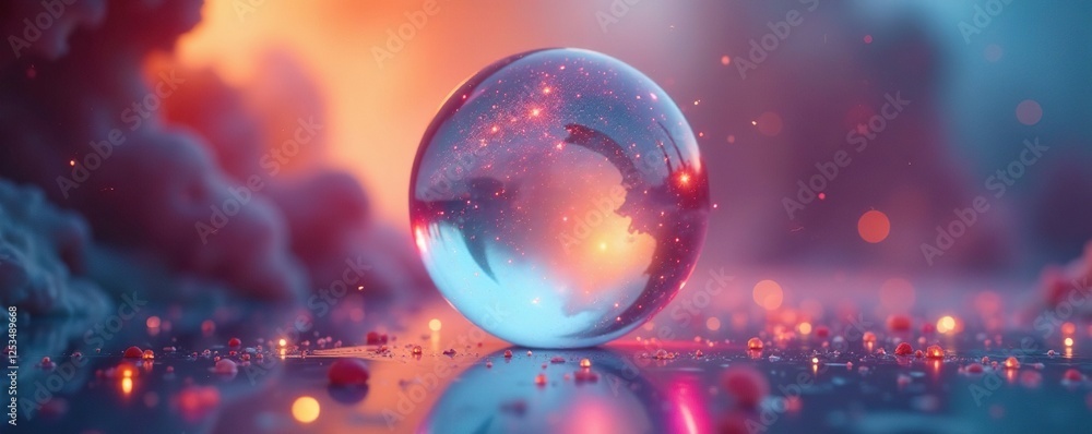 Glass sphere containing shimmering rainbow suspended in an invisible realm, dreamlike, otherworldly, surreal Glass sphere containing shimmering rainbow suspended in an invisible realm, dreamlike, otherworldly, surreal