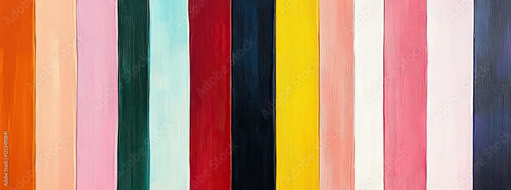 Abstract painting with colorful vertical stripes, acrylic on canvas, vibrant colors, brush strokes, texture, and depth Abstract painting with colorful vertical stripes, acrylic on canvas, vibrant colors, brush strokes, texture, and depth