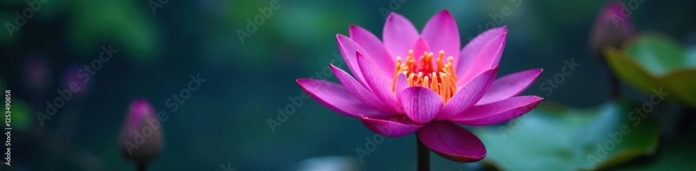 Large wet purple dimorphecta flower in a aquatic environment, wet flower, flower growth Large wet purple dimorphecta flower in a aquatic environment, wet flower, flower growth