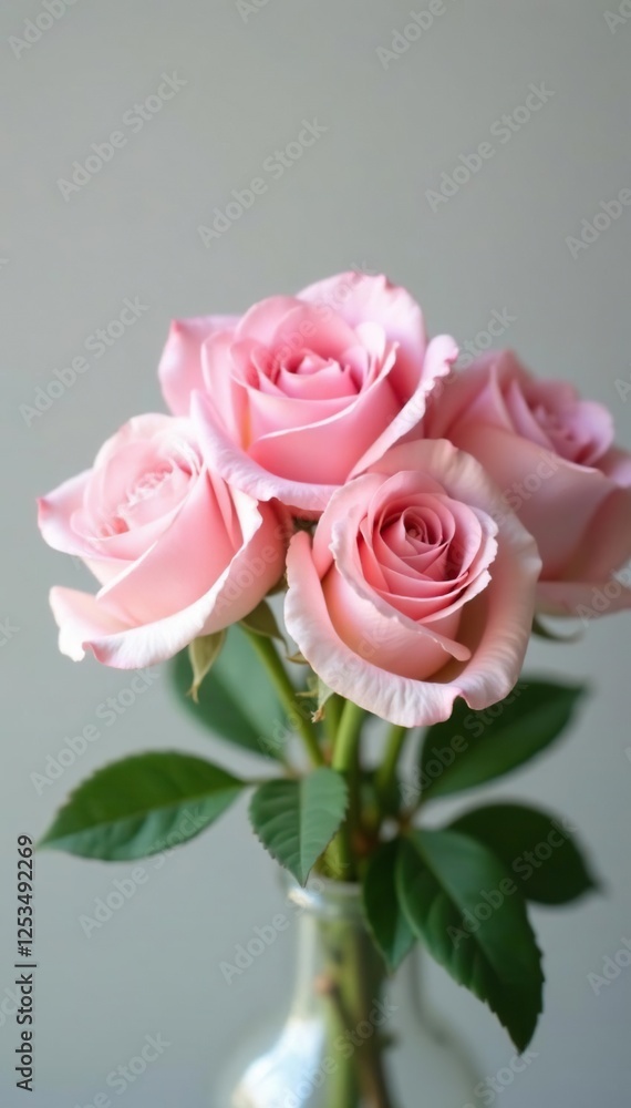 Pastel pink roses in a delicate small bouquet, petals, gentle Pastel pink roses in a delicate small bouquet, petals, gentle
