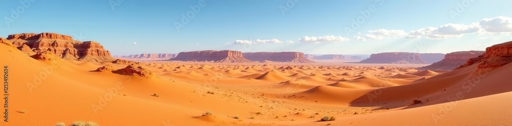 Naklejka premium Sandstone dunes stretch far across vast desert landscape, landscape, wilderness