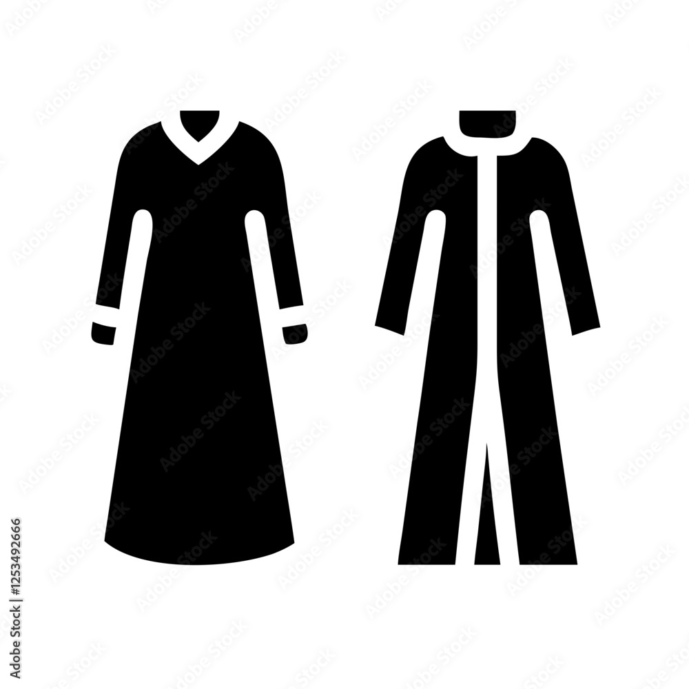 Traditional Abaya Vector Icons - Stylish Silhouettes for Muslim Women's Wear