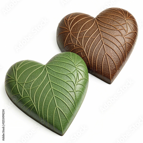 A 3D-rendered green and brown hearts icon, isolated