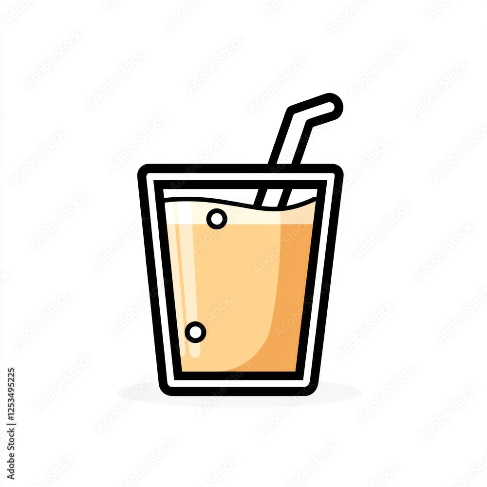 Simple cartoon illustration of a glass of drink with straw Simple cartoon illustration of a glass of drink with straw