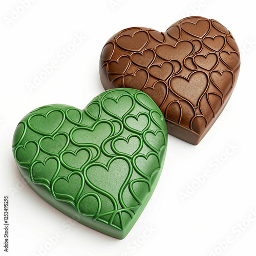 A 3D-rendered green and brown hearts icon, isolated
