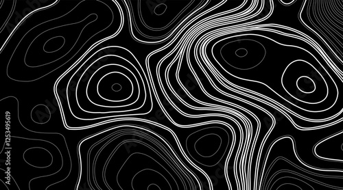 Abstract Wave line topography map background. topographic map of the terrain as contour. Seamless pattern. Background for geographical map. Vector illustration.