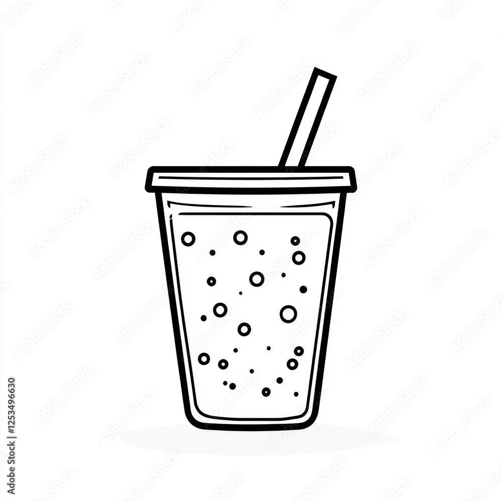 Outline illustration of a drink in a disposable cup Outline illustration of a drink in a disposable cup