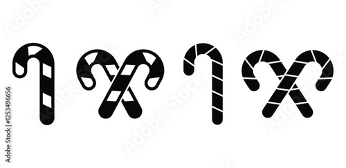candy cane christmas icon vector design black white color flat modern illustration sets