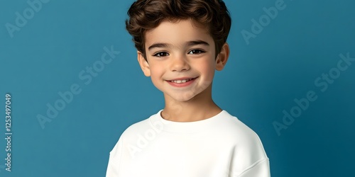 Smiling Boy Portrait Studio Shot Happy Child Kid