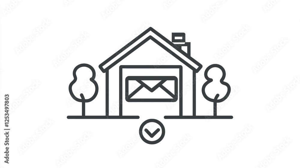 Simple illustration of email delivery to home Simple illustration of email delivery to home