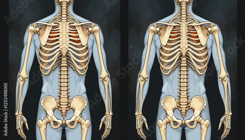 Skeleton model showing human anatomy
