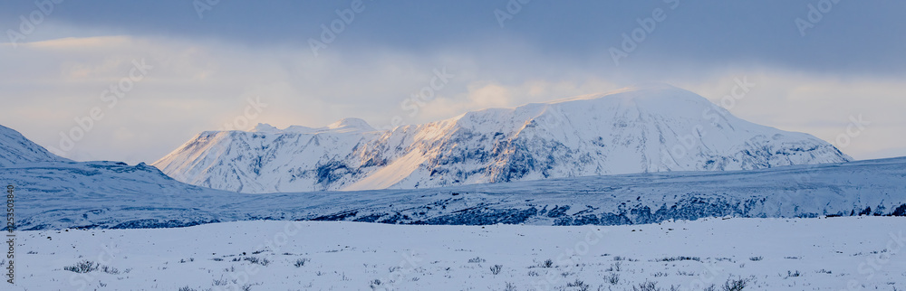 Panorama of the mountains at sunset, Iceland Panorama of the mountains at sunset, Iceland