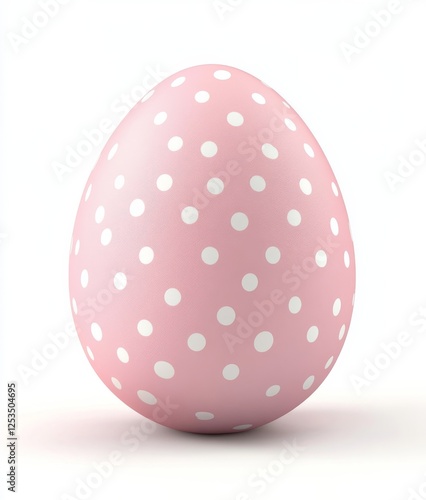 A pink Easter egg with white polka dots photo