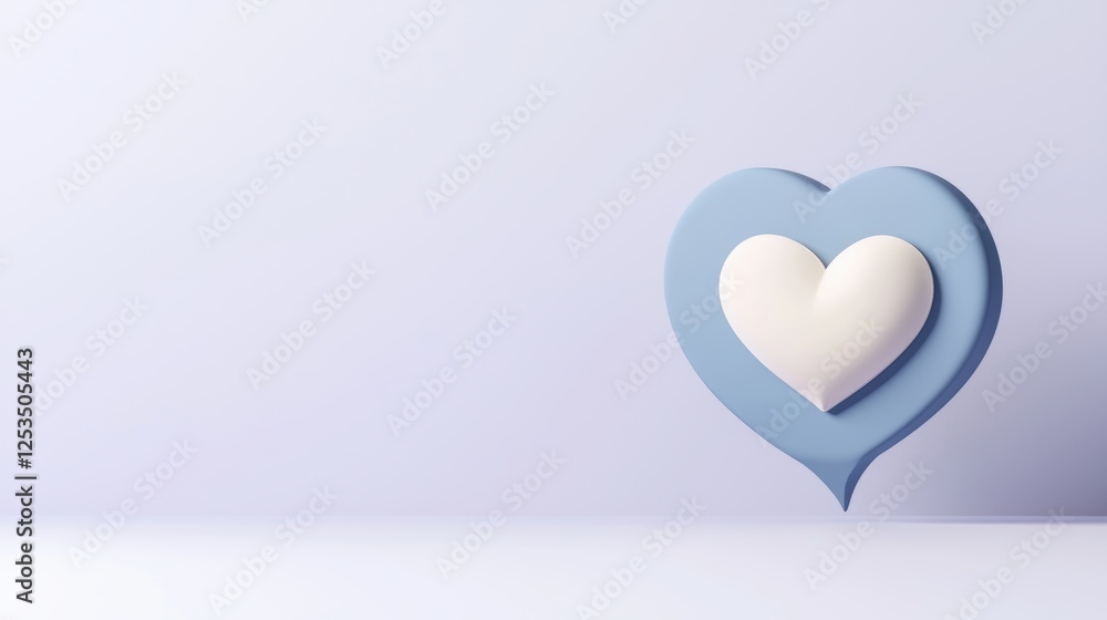 Blue speech bubble with heart icon on solid background Blue speech bubble with heart icon on solid background
