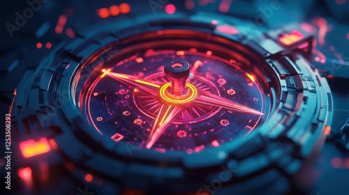 Wallpaper Mural Futuristic leadership compass with glowing symbols of innovation and growth Torontodigital.ca