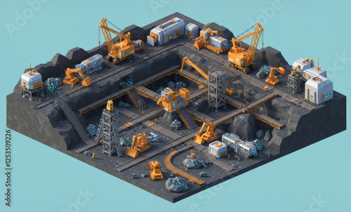 futuristic mining operation 3D