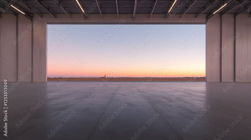 custom made wallpaper toronto digitalEmpty hangar at sunset, airfield view. Use Industrial real estate