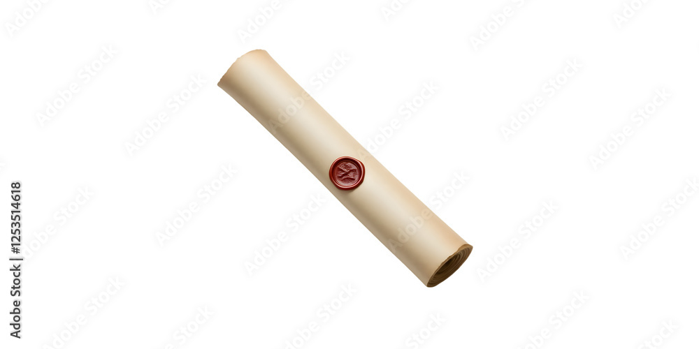 Blank paper scroll with wax seal stamp Blank paper scroll with wax seal stamp