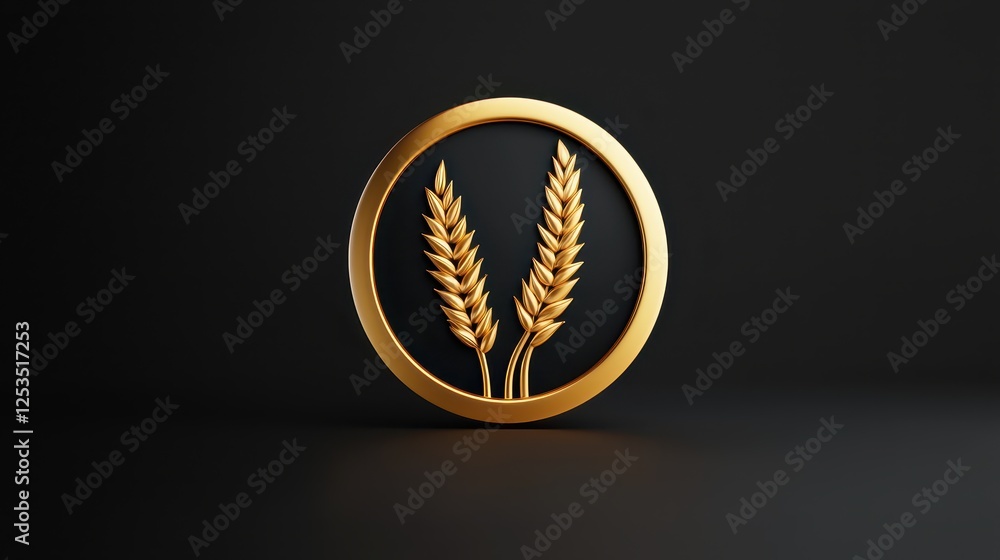 A rustic wheat badge design, with a stylized wheat stalk inside a simple circular shape, exuding a sense of nature and natural brewing ingredients. A rustic wheat badge design, with a stylized wheat stalk inside a simple circular shape, exuding a sense of nature and natural brewing ingredients.