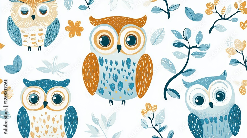 Obraz premium Cute owl painted with watercolors
