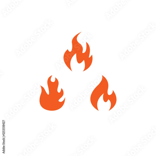 Three stylized flames in bright orange emerge against a plain background, creating a striking visual representation of fire and passion, perfect for design projects or artistic endeavors.