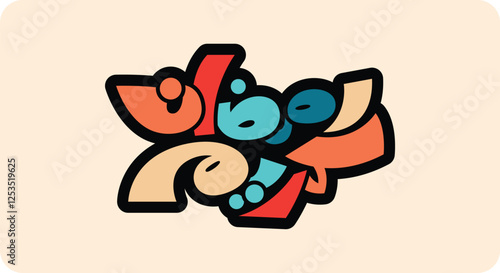 Ramadan Kareem, a lettering design expressed artistically inspired by graffiti art, with overlapping letters and a warm, cozy colors